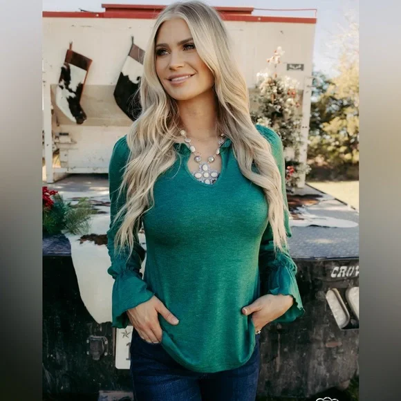 Women’s Top with Unique neckline and Bell sleeves ❤️‍🔥 - Picture 2 of 3